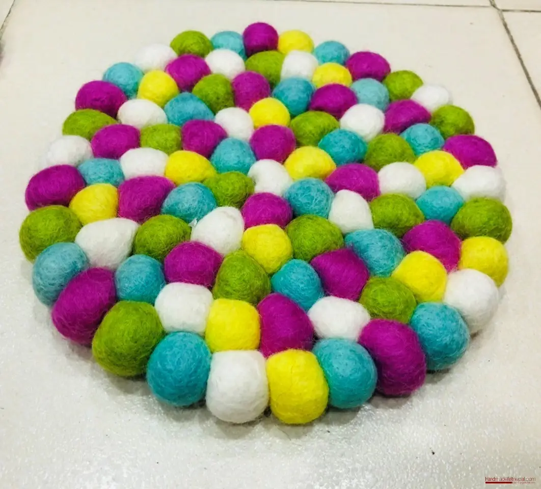 Felt Ball Trivet (Yellow, Green, White, Purple, Turquoise)