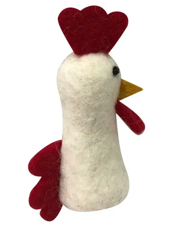 White & Red Colored Hen Designed Finger Puppet