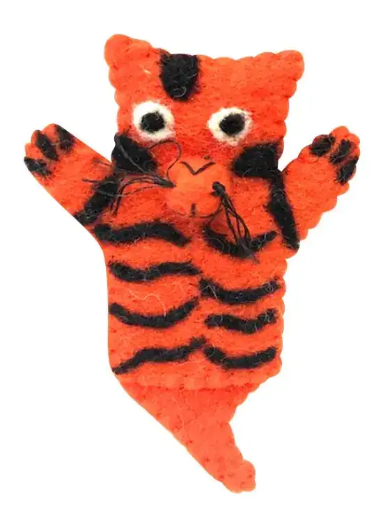 Black & Orange Striped Tiger Designed Finger Puppet
