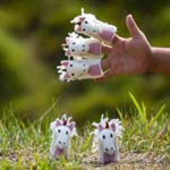 Felt Pink White Unicorn Finger Puppet