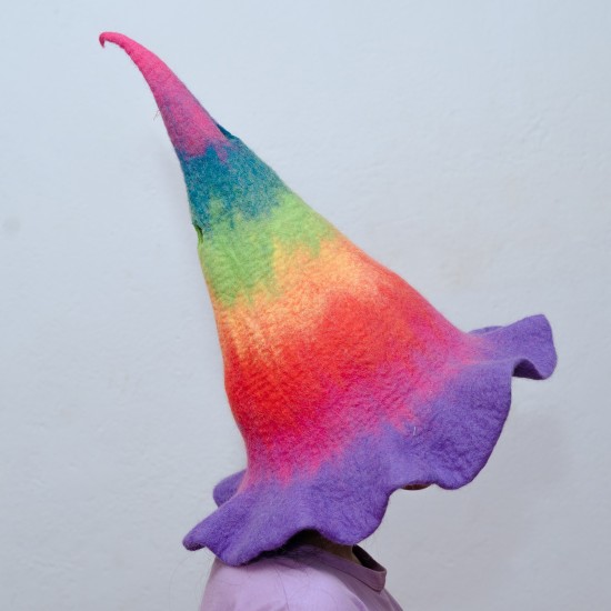Handmade Felt Rainbow Witch Hat