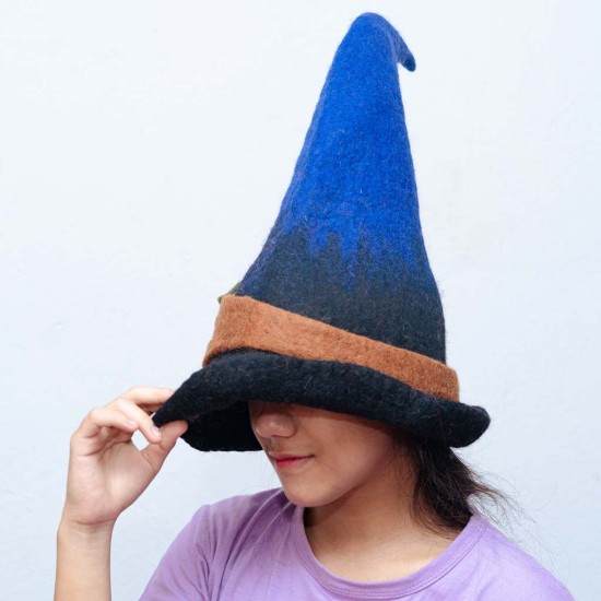 Handmade Felted Wizard Wizard Monochrome Hat