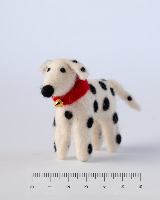 Felt dalmation with a bell toy