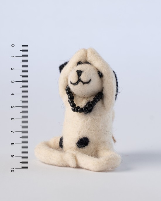 Felt yoga dog with necklace toy