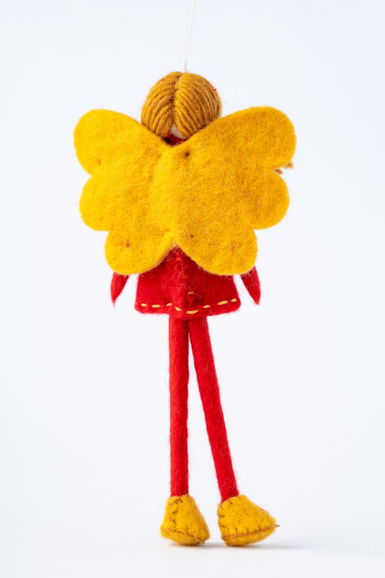 Embroidered yellow wings  fairy doll