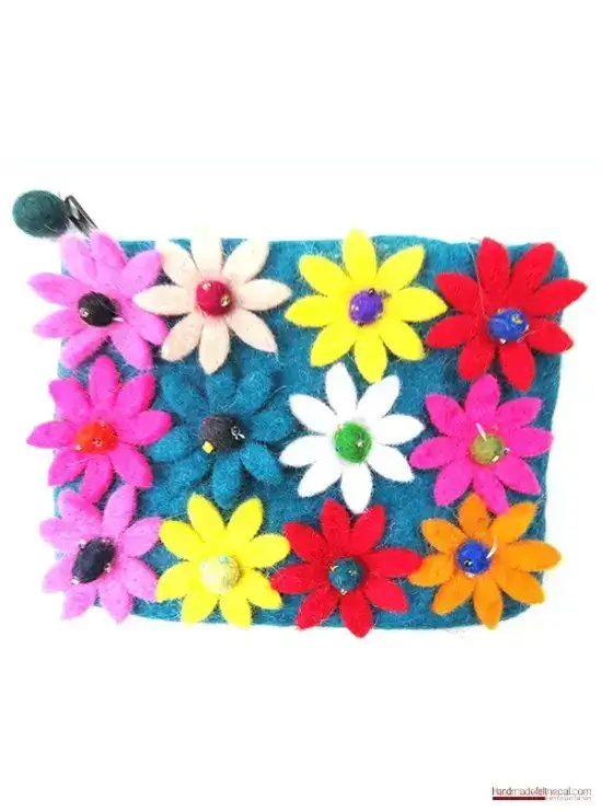 Handmade Felt Purse - Colorful Flowers