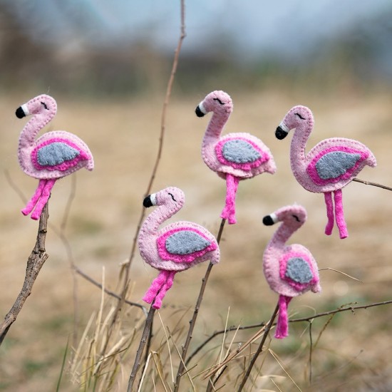 Felt Flamingo Finger Puppet