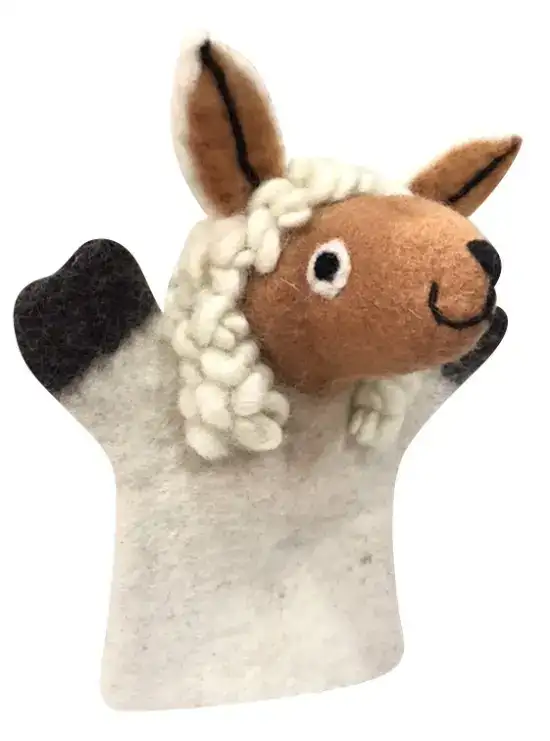 White & Brown Mixed Color Sheep Designed Hand Puppet
