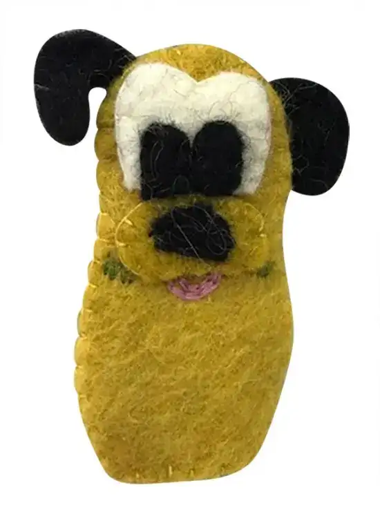 Yellow & Black Colored Dog Designed Finger Puppet