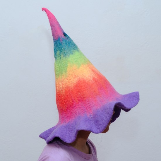 Handmade Felt Rainbow Witch Hat