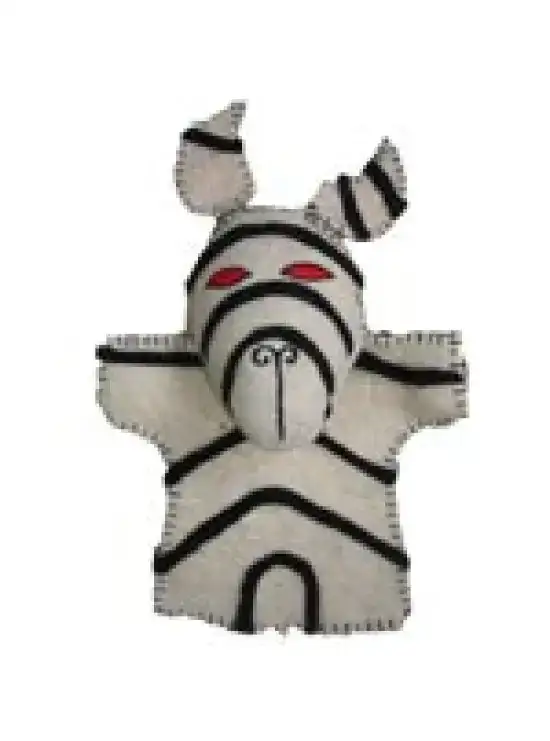 White & Black Striped Zebra Designed Felt Puppet