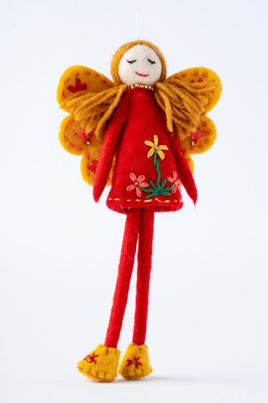 Embroidered yellow wings  fairy doll