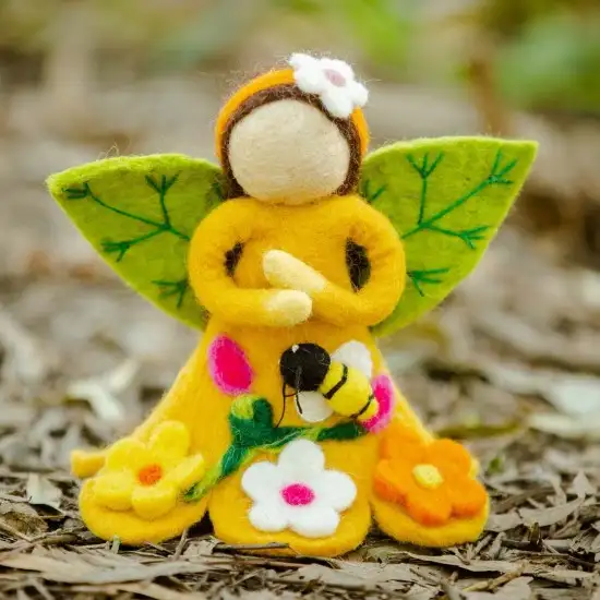 Felt Floral Themed Yellow Fairy Doll