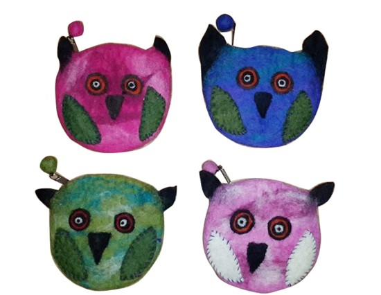 Handmade Felt Owl Faces Purse