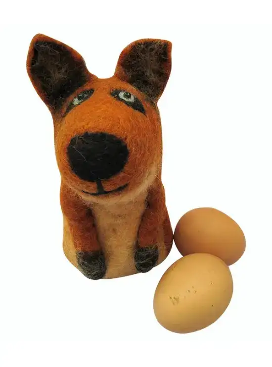 Felt Dog Designed Brown Egg Warmer