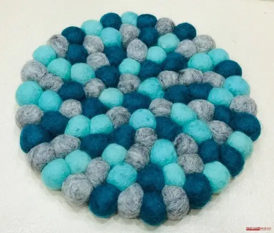 Felt Ball Trivet (Blue, Aqua, Silver)