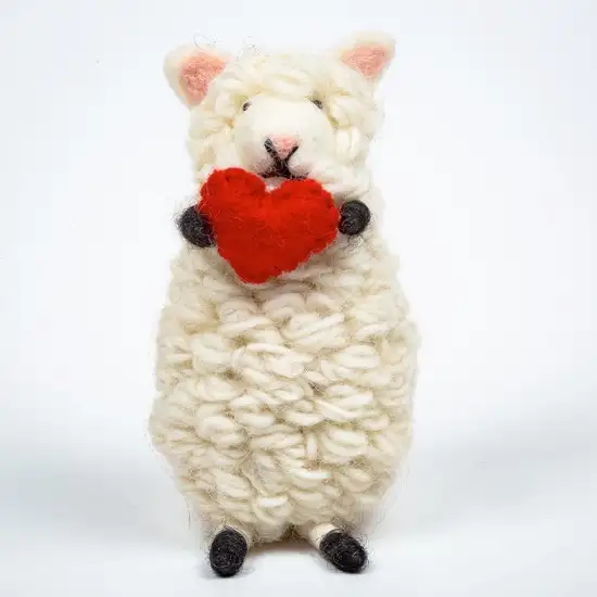 White Sheep With Heart Felt Toy