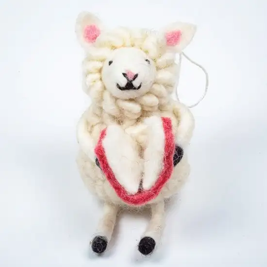 White Sheep With Book Felt Toy