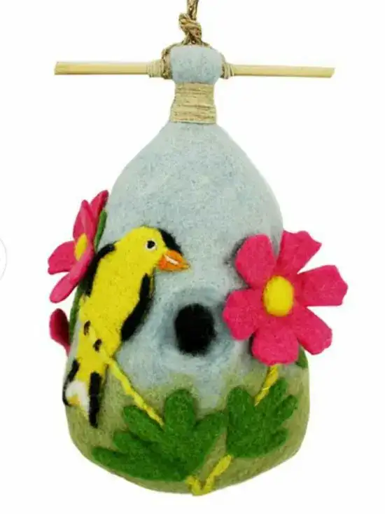 Handmade Felt Bird On Flower Design Bird Nest