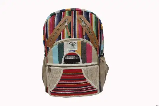 2 Side Zipper School Hemp Backpack