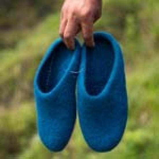 Handmade Felt Blue Slipper