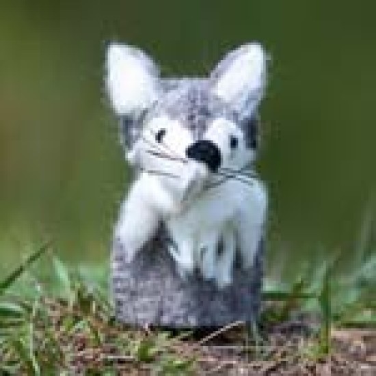 Felt Wolf Finger Puppet