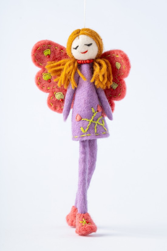 Embroidered pink wings fairy doll