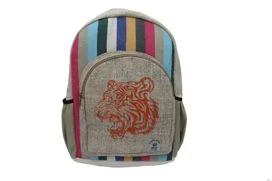 Tiger Face Printed Hemp Backpack