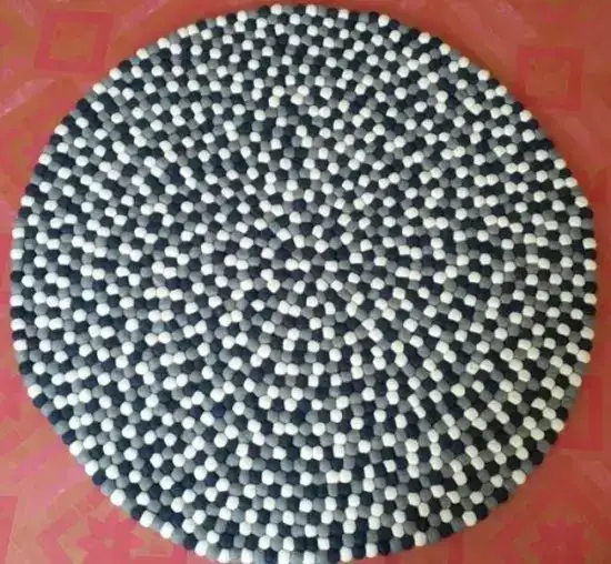 Black & White Tone Handmade Felt Ball Rug