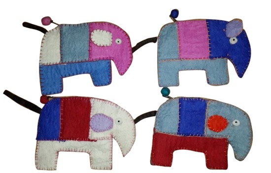 Handmade Felt Elephant Purse