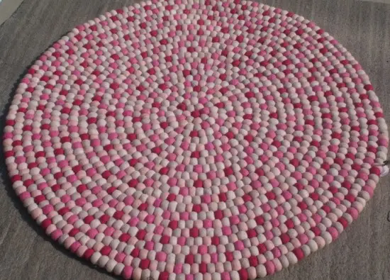 Handmade Felt Pink Mix Ball Rug