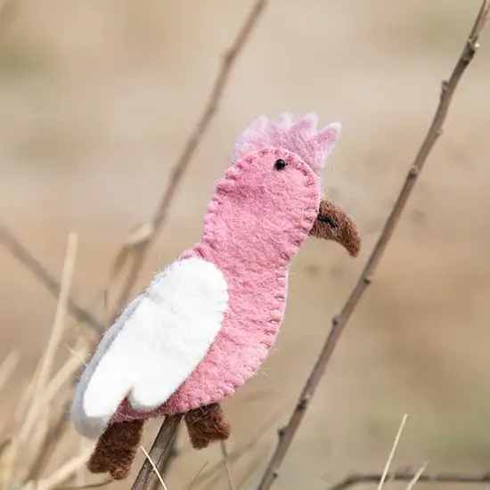 Felt Pink Bird Finger Puppet