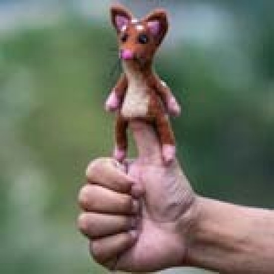 Felt Brown Rat  Finger Puppet