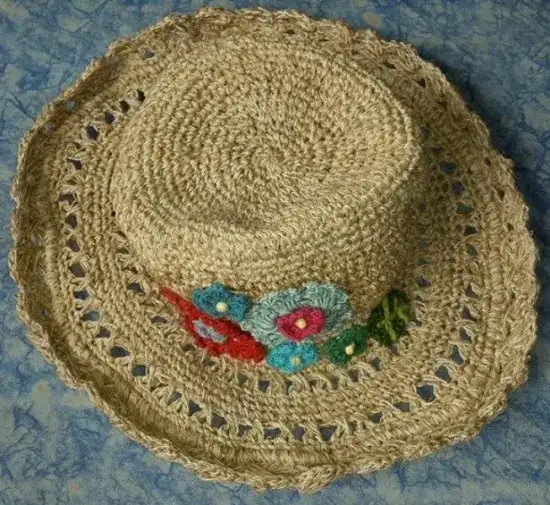 Handmade Flower Designing Hemp Hat