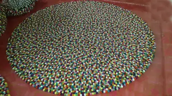Handmade Multi Colors Felt Ball Rug