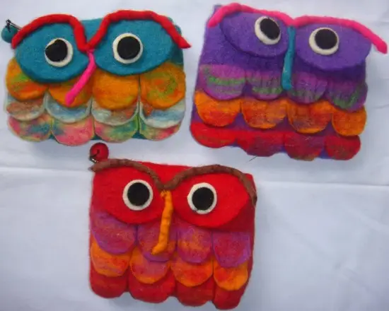 Handmade Felt Cutting Owl Folding Purse