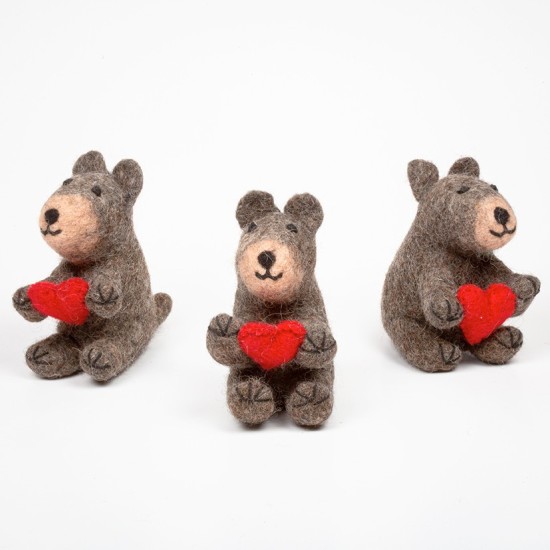 Bear Felt Toy With Red Heart