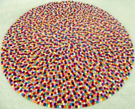 Handmade Felt Multicolour Ball Rug