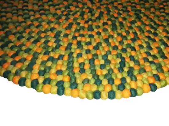 Handmade Felt Orange Mix Ball Rug