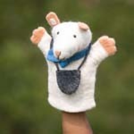 Handmade Felt White Rat Hand Puppet
