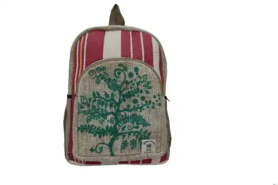 Green Tree Printed Hemp Backpack