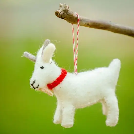 Felt White Goat Hanging Doll