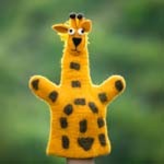 Handmade Felt Giraffe Hand Puppet